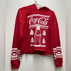 NWT Coca Cola Brand Red and White cropped hoodie, Small